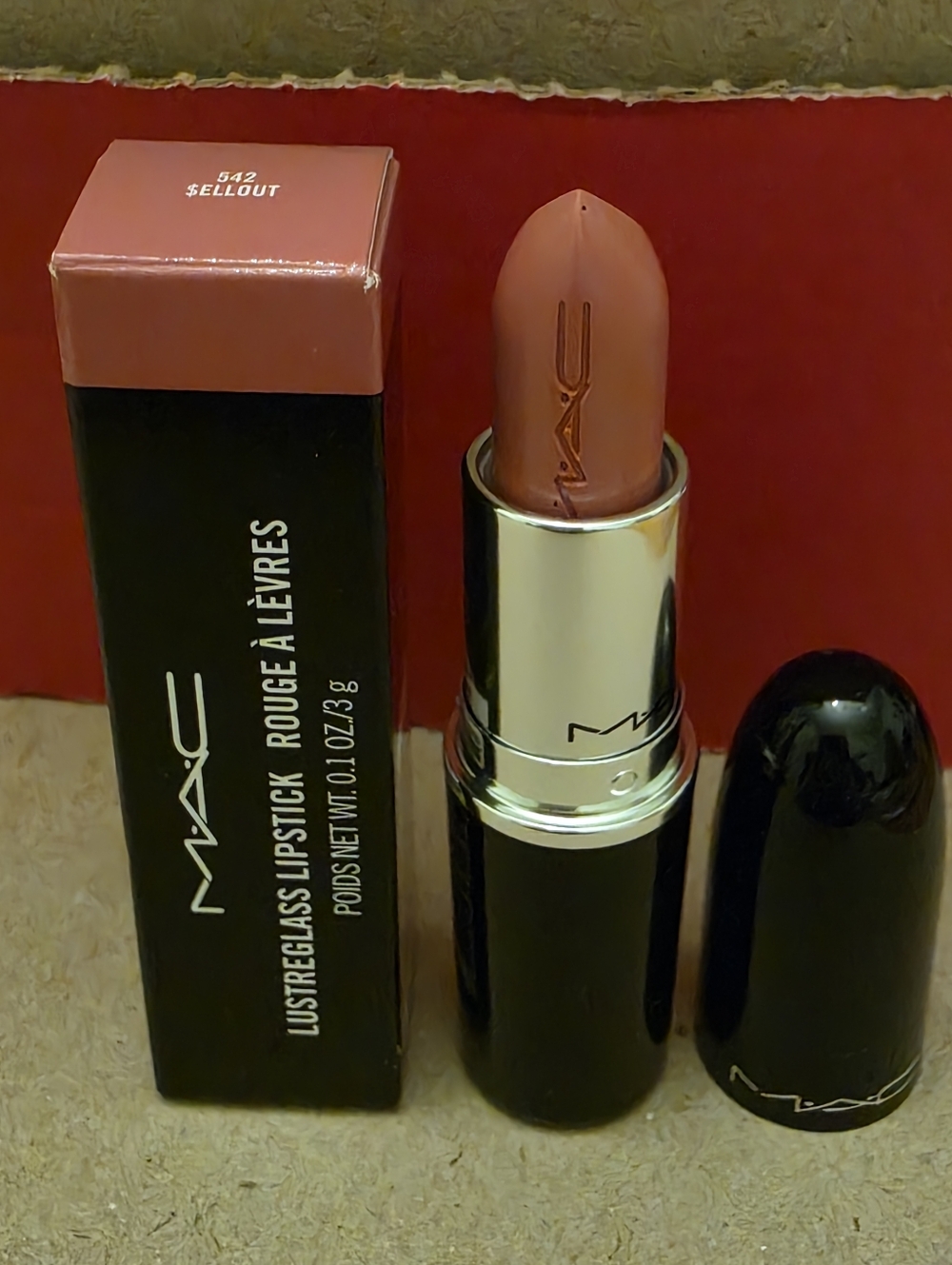 MAC LUSTREGLASS SHEER-SHINE LIPSTICK SELLOUT/pinky Nude With Silver Pearl. BNIB - Picture 4 of 7